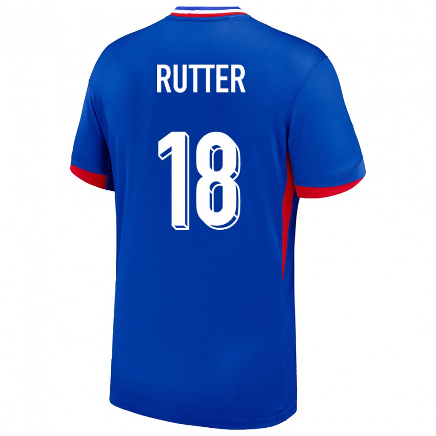Herren Frankreich Georginio Rutter #18 Blau Heimtrikot Trikot 24-26 T-Shirt Schweiz