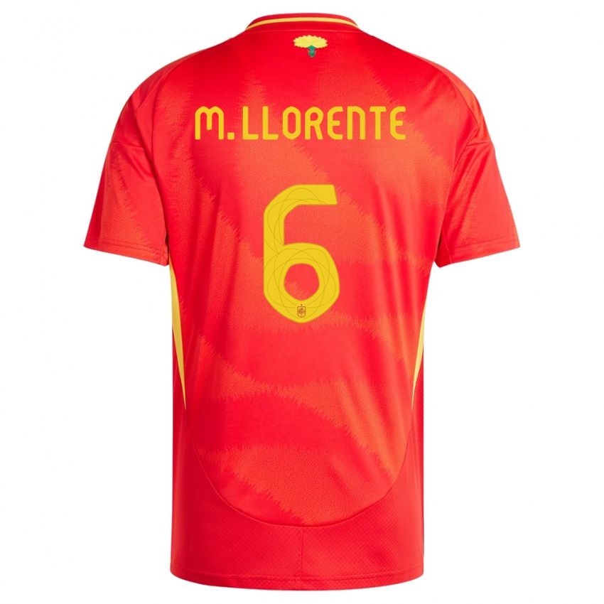 Herren Spanien Marcos Llorente #6 Rot Heimtrikot Trikot 24-26 T-Shirt Schweiz