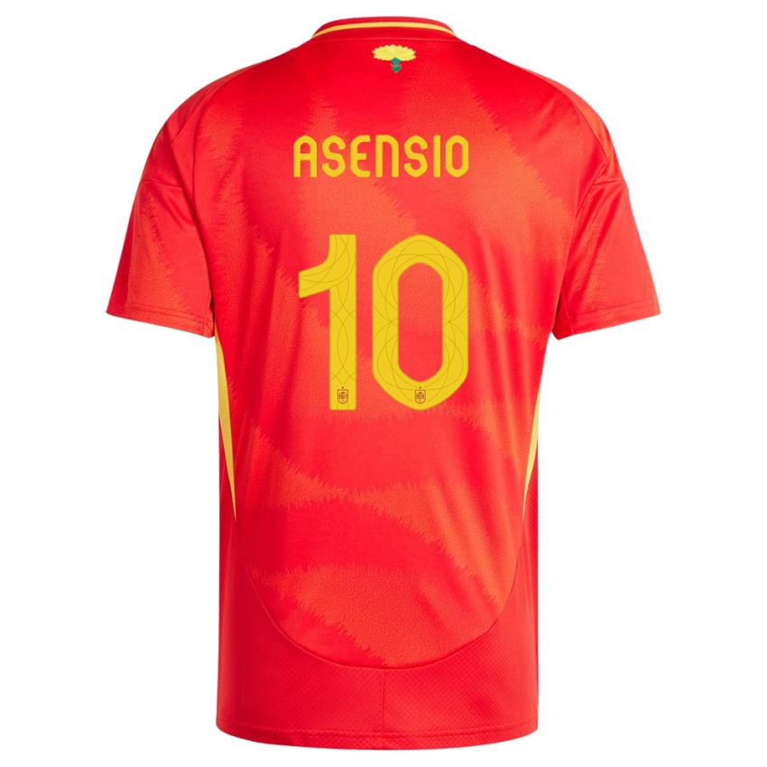 Herren Spanien Marco Asensio #10 Rot Heimtrikot Trikot 24-26 T-Shirt Schweiz