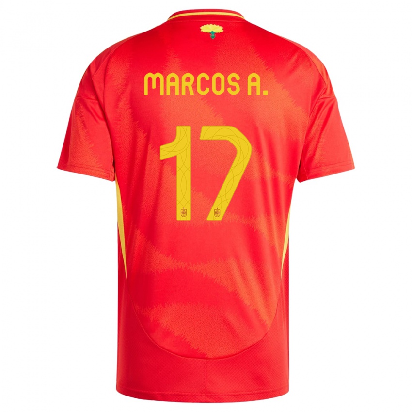 Homme Maillot Espagne Marcos Alonso #17 Rouge Tenues Domicile 24-26 T-Shirt Suisse