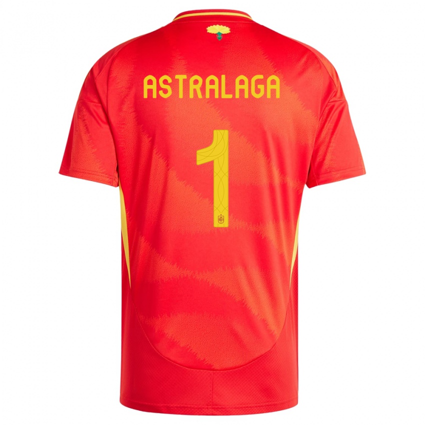 Homme Maillot Espagne Ander Astralaga #1 Rouge Tenues Domicile 24-26 T-Shirt Suisse