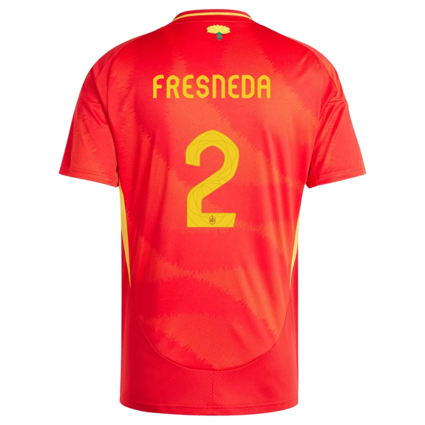 Homme Maillot Espagne Ivan Fresneda #2 Rouge Tenues Domicile 24-26 T-Shirt Suisse