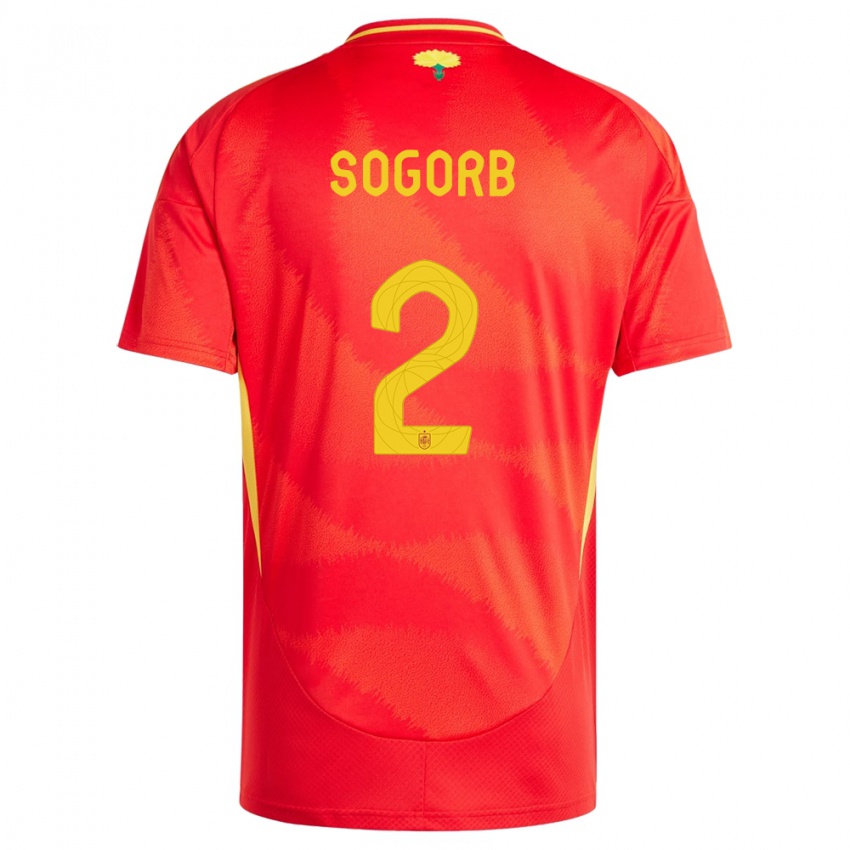 Homme Maillot Espagne Carles Sogorb #2 Rouge Tenues Domicile 24-26 T-Shirt Suisse