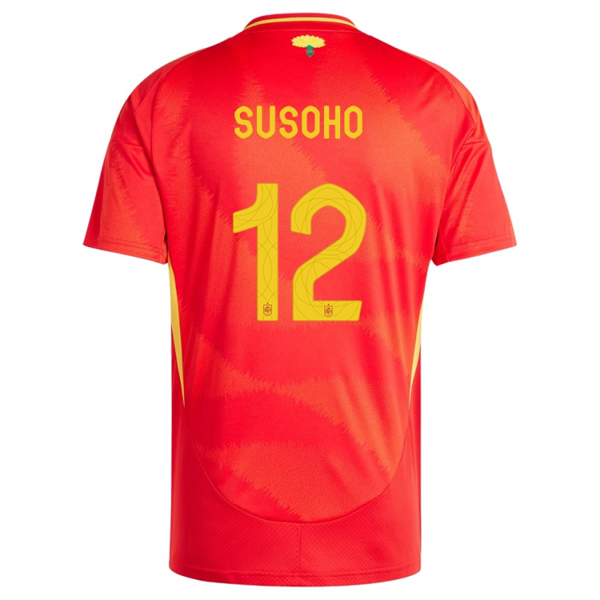 Herren Spanien Mahamadou Susoho #12 Rot Heimtrikot Trikot 24-26 T-Shirt Schweiz