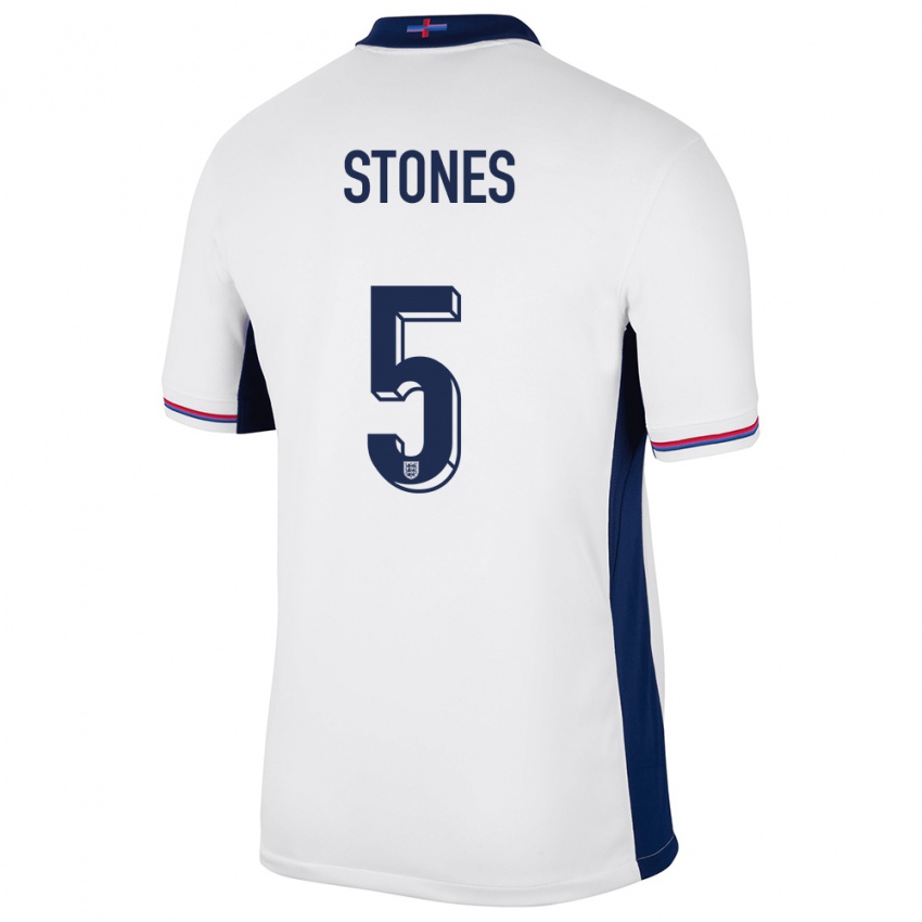 Homme Maillot Angleterre John Stones #5 Blanc Tenues Domicile 24-26 T-Shirt Suisse