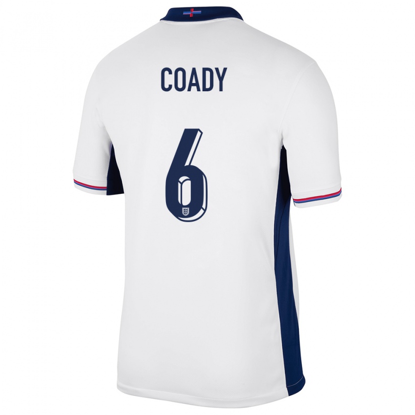 Homme Maillot Angleterre Conor Coady #6 Blanc Tenues Domicile 24-26 T-Shirt Suisse