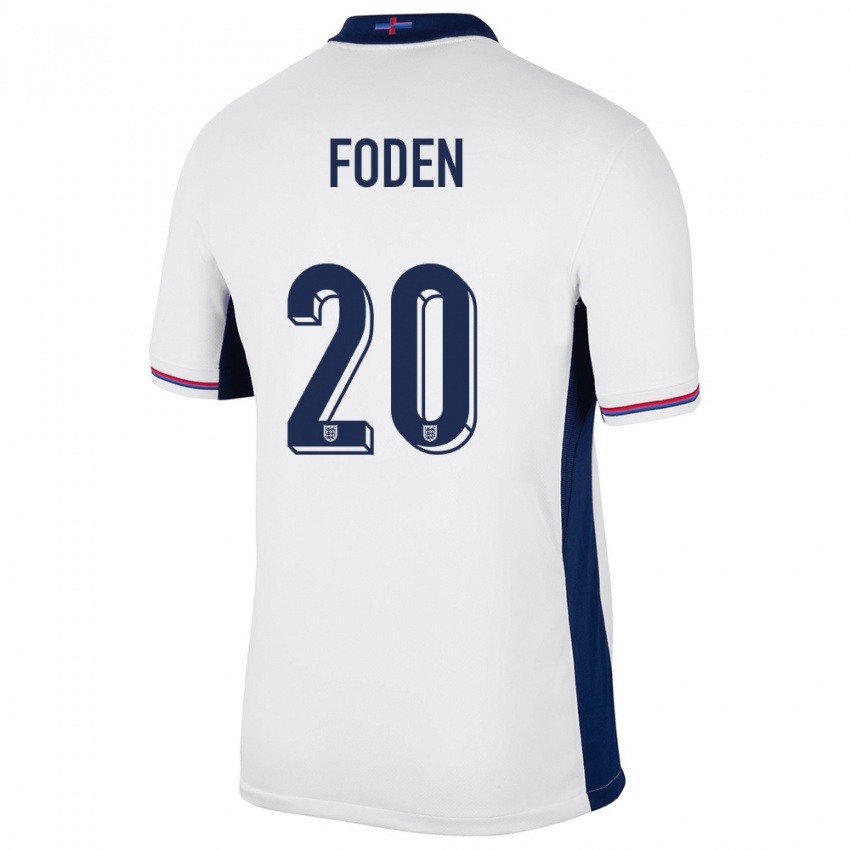 Homme Maillot Angleterre Phil Foden #20 Blanc Tenues Domicile 24-26 T-Shirt Suisse