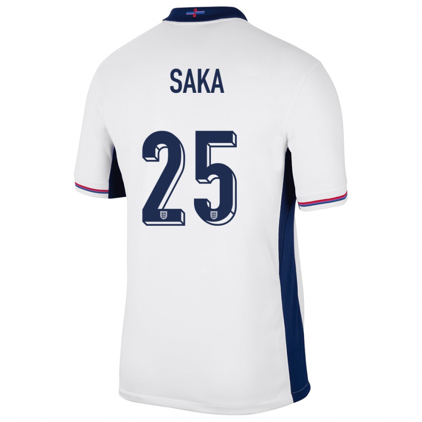Homme Maillot Angleterre Bukayo Saka #25 Blanc Tenues Domicile 24-26 T-Shirt Suisse