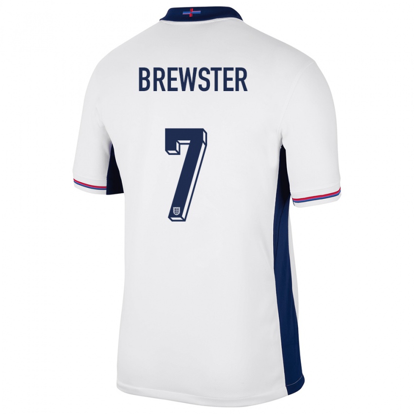 Homme Maillot Angleterre Rhian Brewster #7 Blanc Tenues Domicile 24-26 T-Shirt Suisse