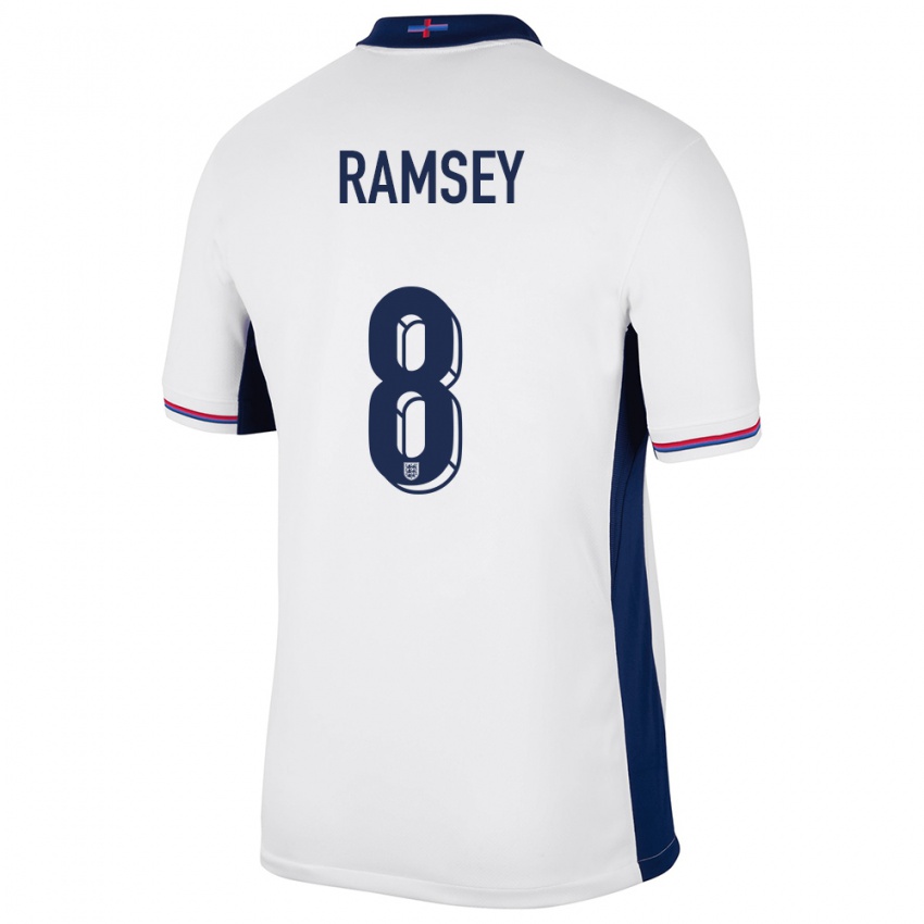 Homme Maillot Angleterre Jacob Ramsey #8 Blanc Tenues Domicile 24-26 T-Shirt Suisse
