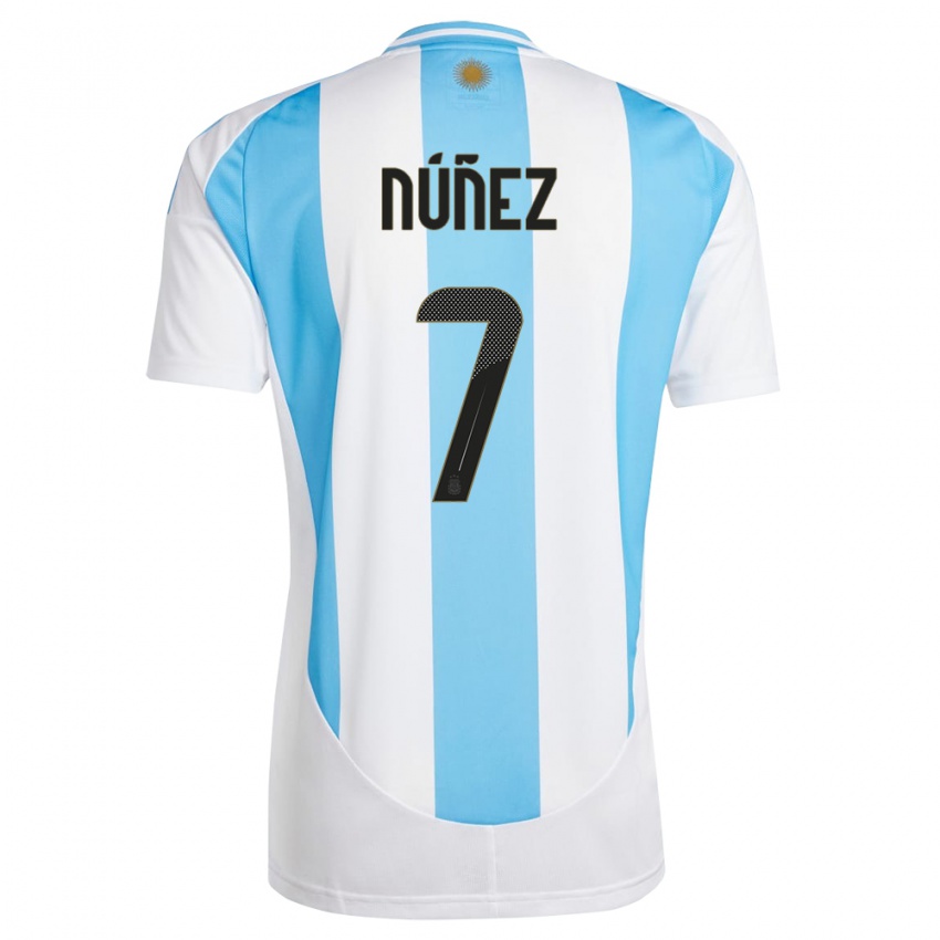 Herren Argentinien Romina Nunez #7 Weiß Blau Heimtrikot Trikot 24-26 T-Shirt Schweiz