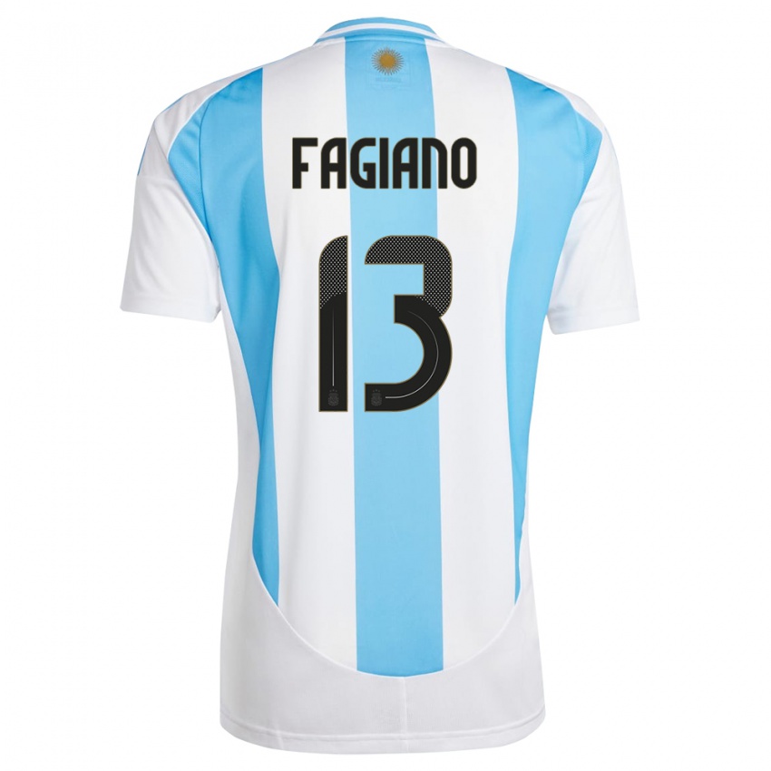 Herren Argentinien Paloma Fagiano #13 Weiß Blau Heimtrikot Trikot 24-26 T-Shirt Schweiz