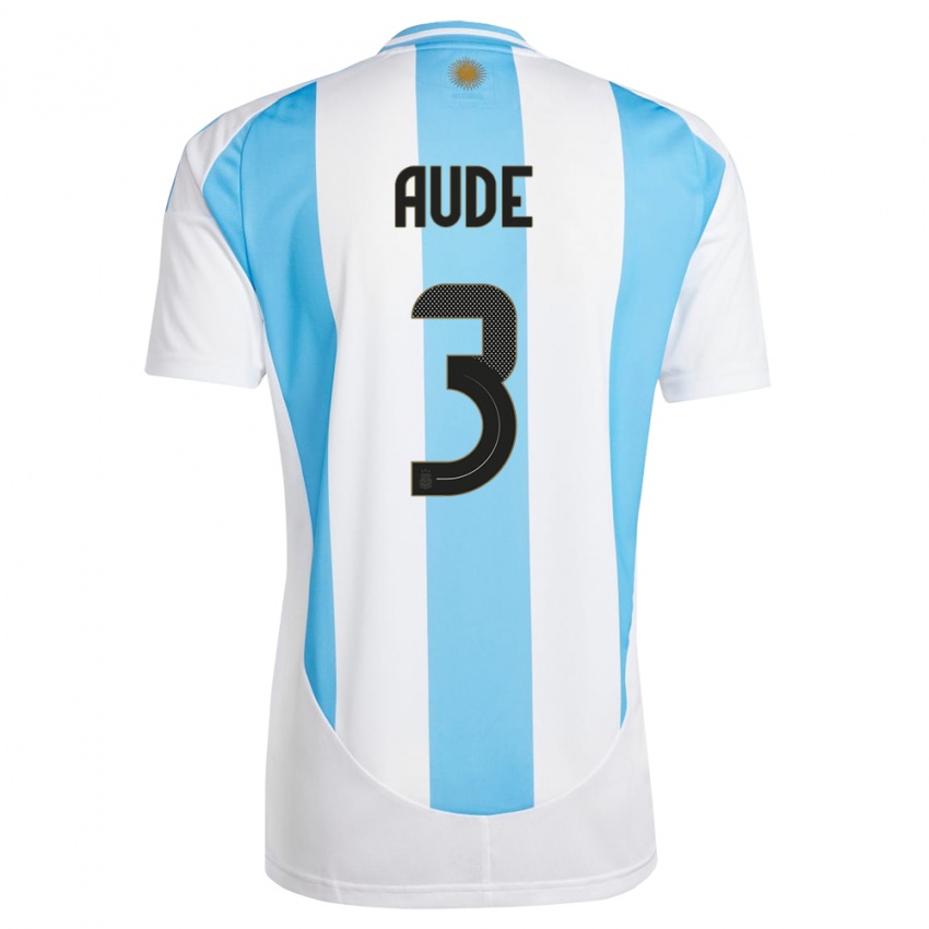 Herren Argentinien Julian Aude #3 Weiß Blau Heimtrikot Trikot 24-26 T-Shirt Schweiz