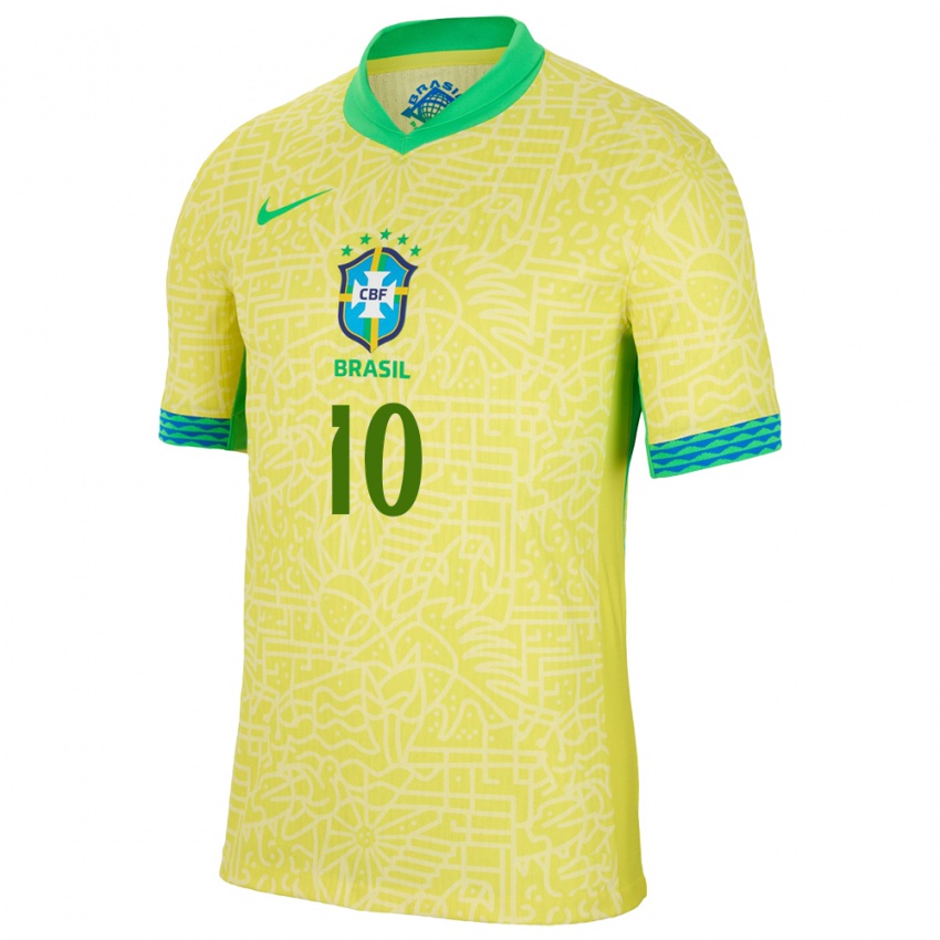 Homme Maillot Brésil Jader #10 Jaune Tenues Domicile 24-26 T-Shirt Suisse