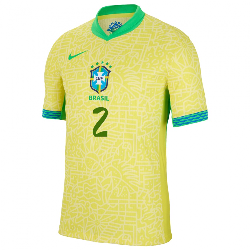 Homme Maillot Brésil Victor Gabriel #2 Jaune Tenues Domicile 24-26 T-Shirt Suisse
