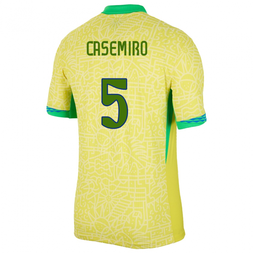 Herren Brasilien Casemiro #5 Gelb Heimtrikot Trikot 24-26 T-Shirt Schweiz