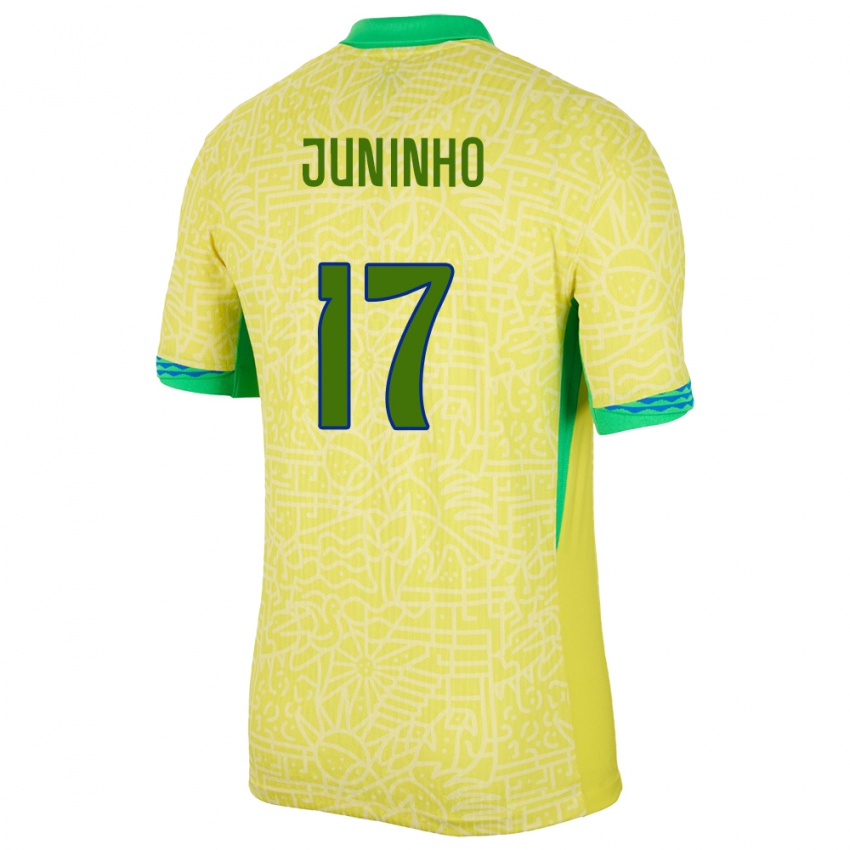 Herren Brasilien Juninho #17 Gelb Heimtrikot Trikot 24-26 T-Shirt Schweiz