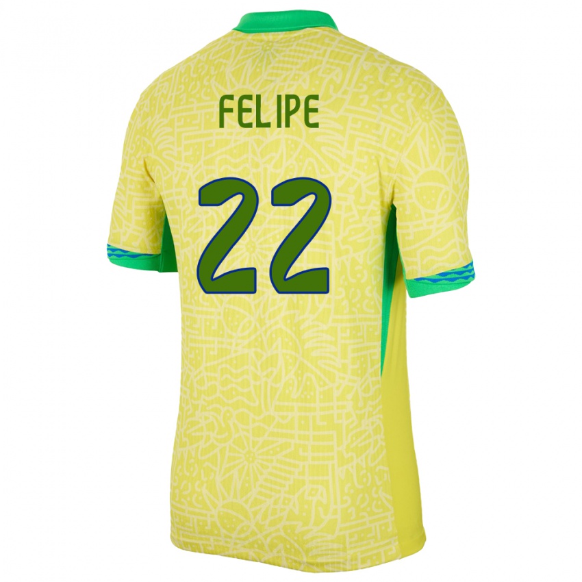 Herren Brasilien Cayo Felipe #22 Gelb Heimtrikot Trikot 24-26 T-Shirt Schweiz
