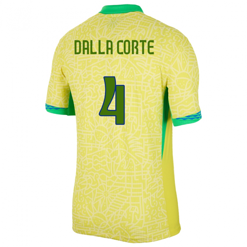 Herren Brasilien Joao Dalla Corte #4 Gelb Heimtrikot Trikot 24-26 T-Shirt Schweiz