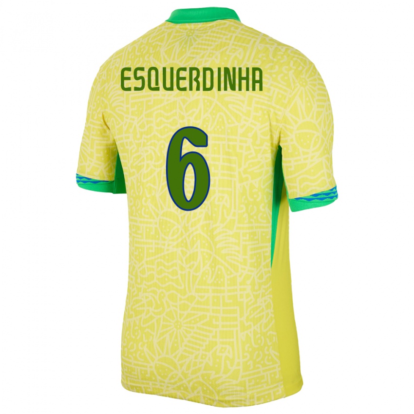 Herren Brasilien Esquerdinha #6 Gelb Heimtrikot Trikot 24-26 T-Shirt Schweiz