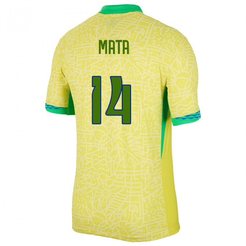 Homme Maillot Brésil Da Mata #14 Jaune Tenues Domicile 24-26 T-Shirt Suisse