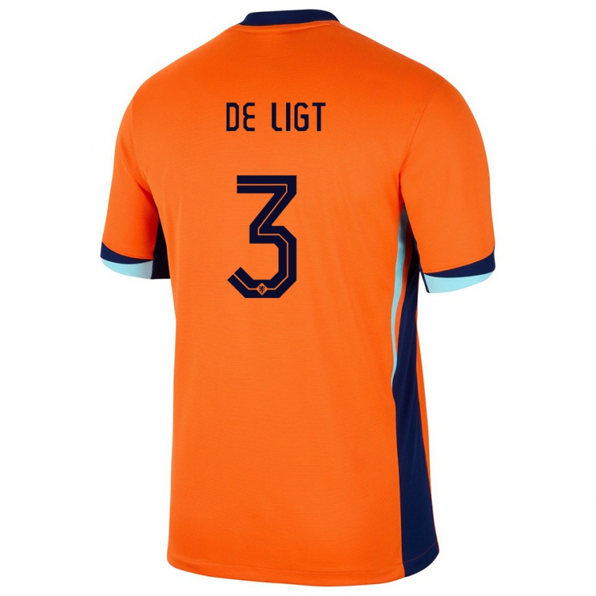 Herren Niederlande Matthijs De Ligt #3 Orange Heimtrikot Trikot 24-26 T-Shirt Schweiz