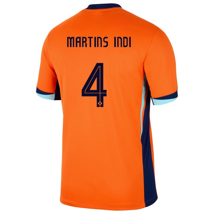 Homme Maillot Pays-Bas Bruno Martins Indi #4 Orange Tenues Domicile 24-26 T-Shirt Suisse