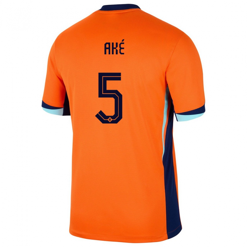 Herren Niederlande Nathan Ake #5 Orange Heimtrikot Trikot 24-26 T-Shirt Schweiz