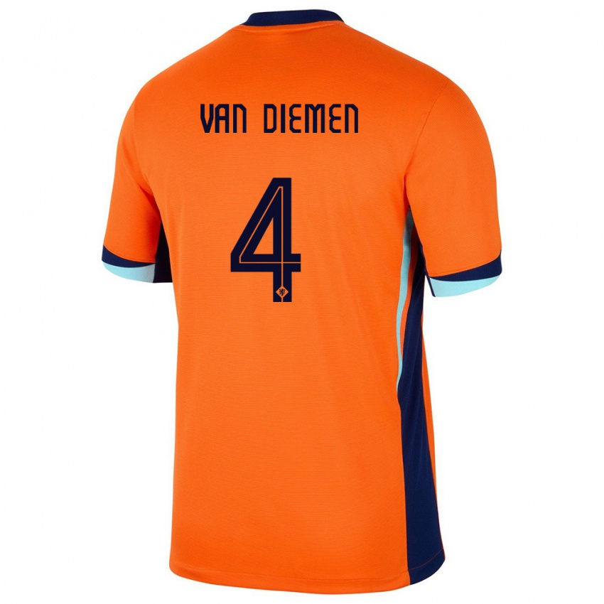 Herren Niederlande Samantha Van Diemen #4 Orange Heimtrikot Trikot 24-26 T-Shirt Schweiz