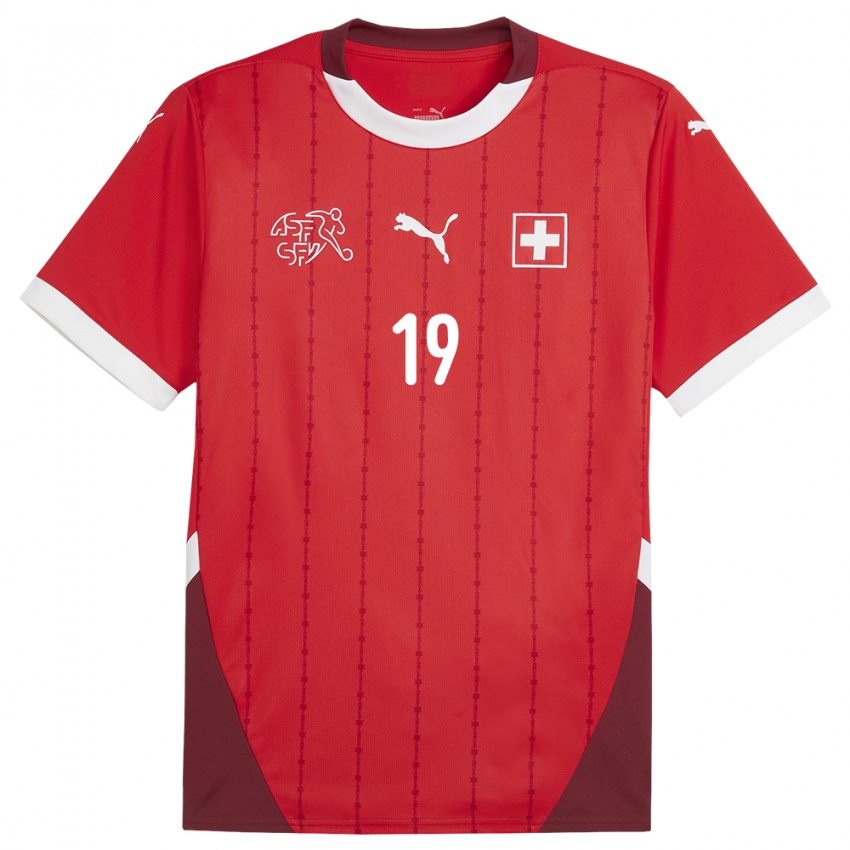 Homme Maillot Suisse Mario Gavranovic #19 Rouge Tenues Domicile 24-26 T-Shirt Suisse