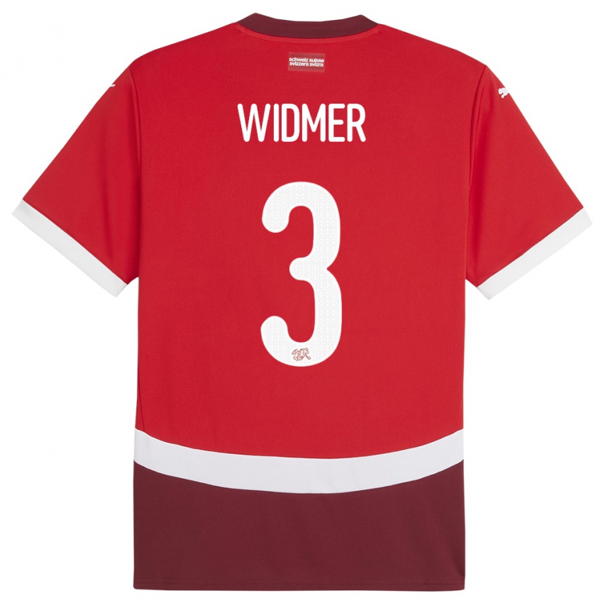 Homme Maillot Suisse Silvan Widmer #3 Rouge Tenues Domicile 24-26 T-Shirt Suisse