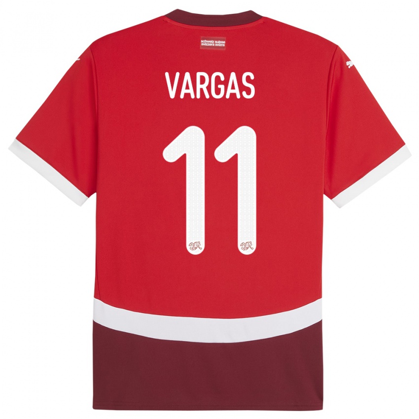 Herren Schweiz Ruben Vargas #11 Rot Heimtrikot Trikot 24-26 T-Shirt Schweiz