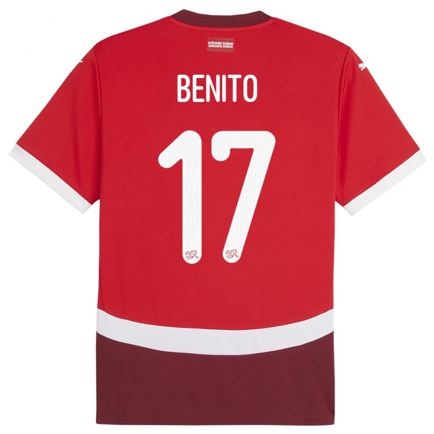 Herren Schweiz Loris Benito #17 Rot Heimtrikot Trikot 24-26 T-Shirt Schweiz