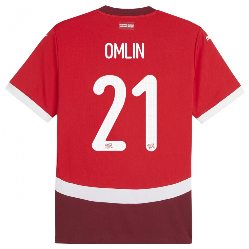 Homme Maillot Suisse Jonas Omlin #21 Rouge Tenues Domicile 24-26 T-Shirt Suisse