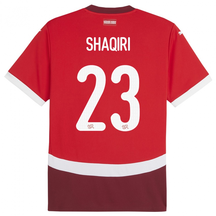 Homme Maillot Suisse Xherdan Shaqiri #23 Rouge Tenues Domicile 24-26 T-Shirt Suisse