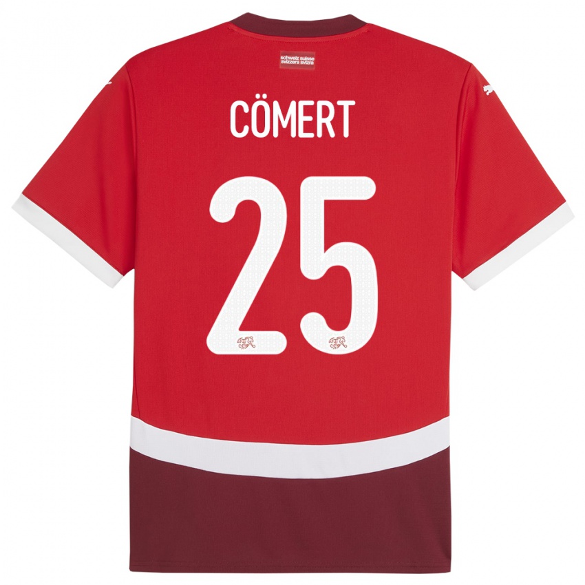 Homme Maillot Suisse Eray Comert #25 Rouge Tenues Domicile 24-26 T-Shirt Suisse