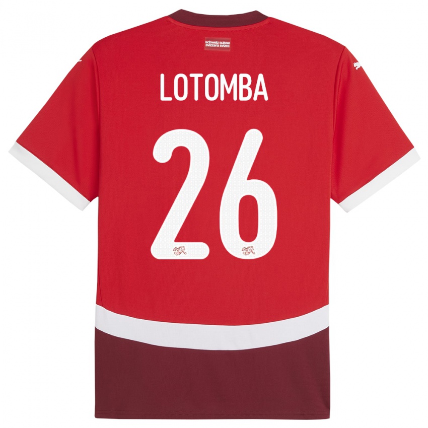 Herren Schweiz Jordan Lotomba #26 Rot Heimtrikot Trikot 24-26 T-Shirt Schweiz