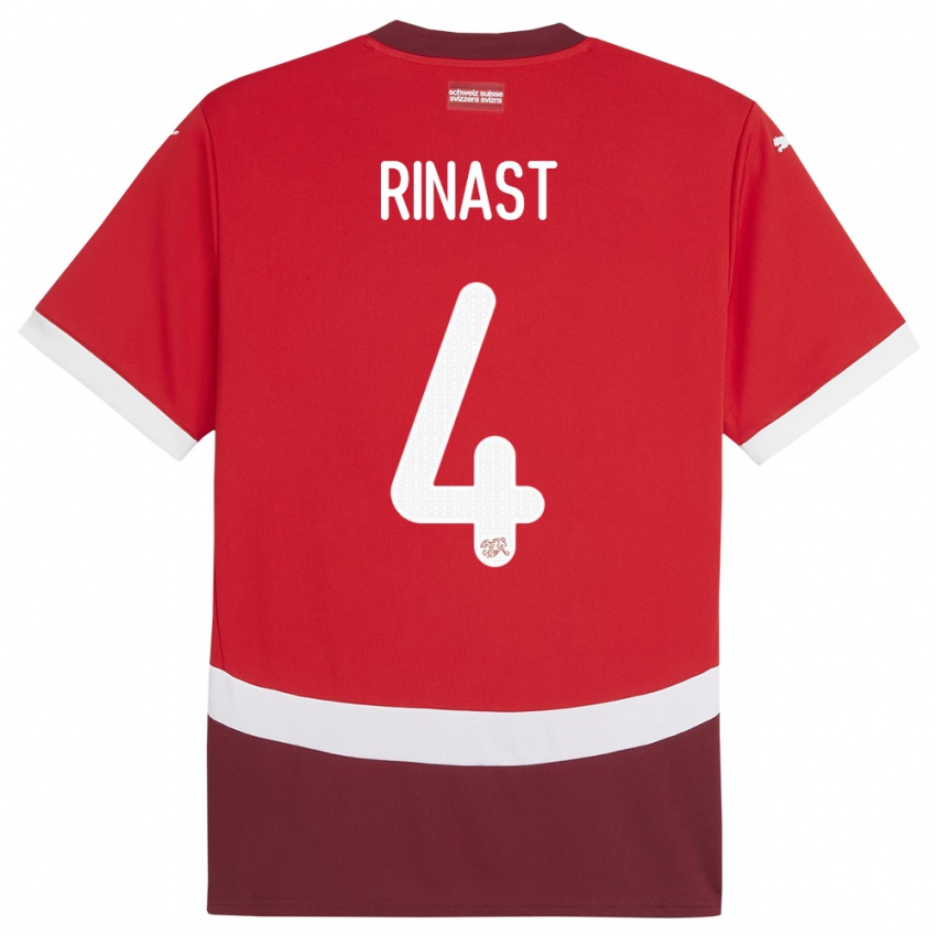 Homme Maillot Suisse Rachel Rinast #4 Rouge Tenues Domicile 24-26 T-Shirt Suisse