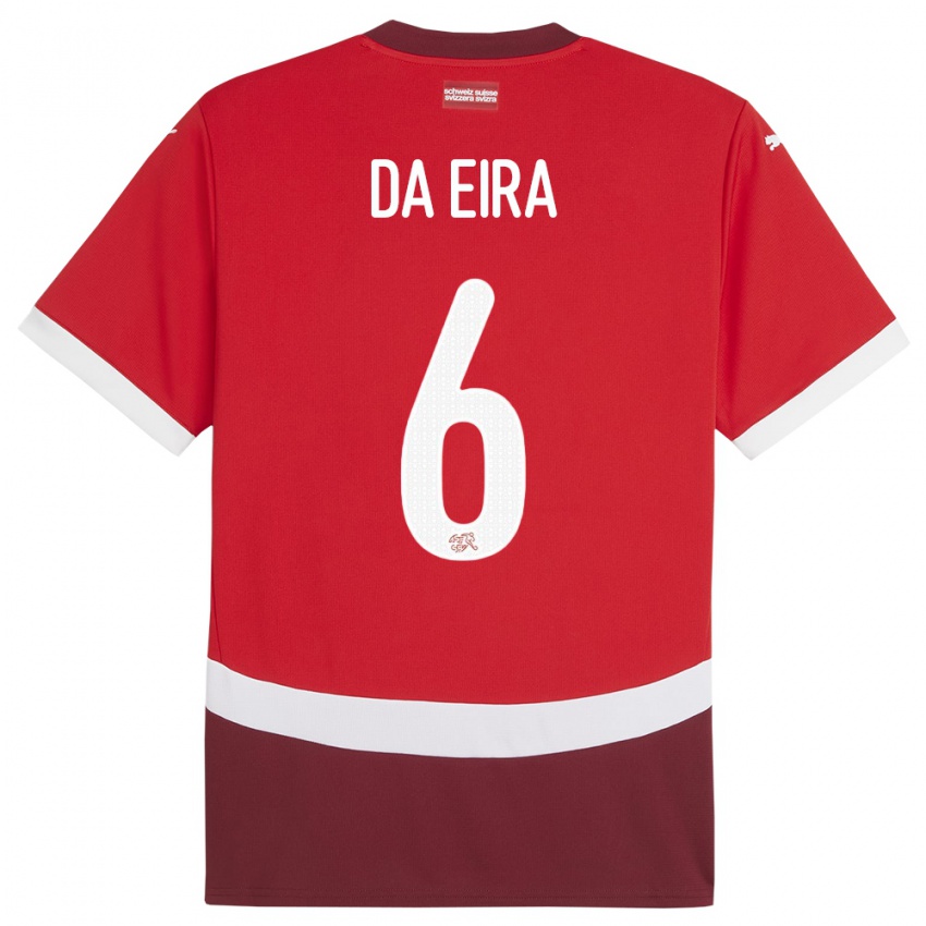 Herren Schweiz Stefanie Da Eira #6 Rot Heimtrikot Trikot 24-26 T-Shirt Schweiz