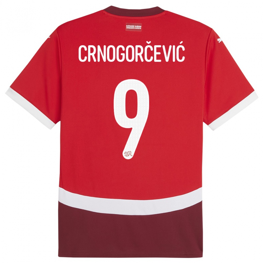 Homme Maillot Suisse Ana Maria Crnogorcevic #9 Rouge Tenues Domicile 24-26 T-Shirt Suisse
