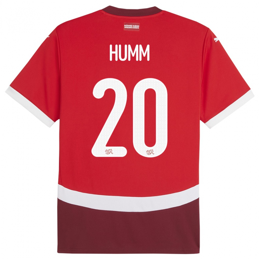 Herren Schweiz Fabienne Humm #20 Rot Heimtrikot Trikot 24-26 T-Shirt Schweiz