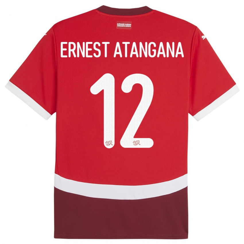 Herren Schweiz Brian Ernest Atangana #12 Rot Heimtrikot Trikot 24-26 T-Shirt Schweiz