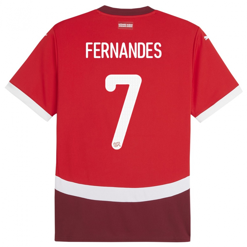 Herren Schweiz Ruben Fernandes #7 Rot Heimtrikot Trikot 24-26 T-Shirt Schweiz