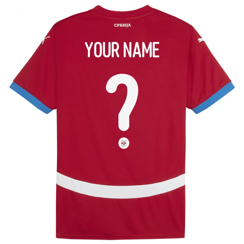 Homme Maillot Serbie Votre Nom #0 Rouge Tenues Domicile 24-26 T-Shirt Suisse