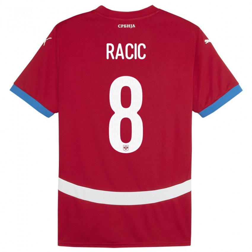 Herren Serbien Uros Racic #8 Rot Heimtrikot Trikot 24-26 T-Shirt Schweiz