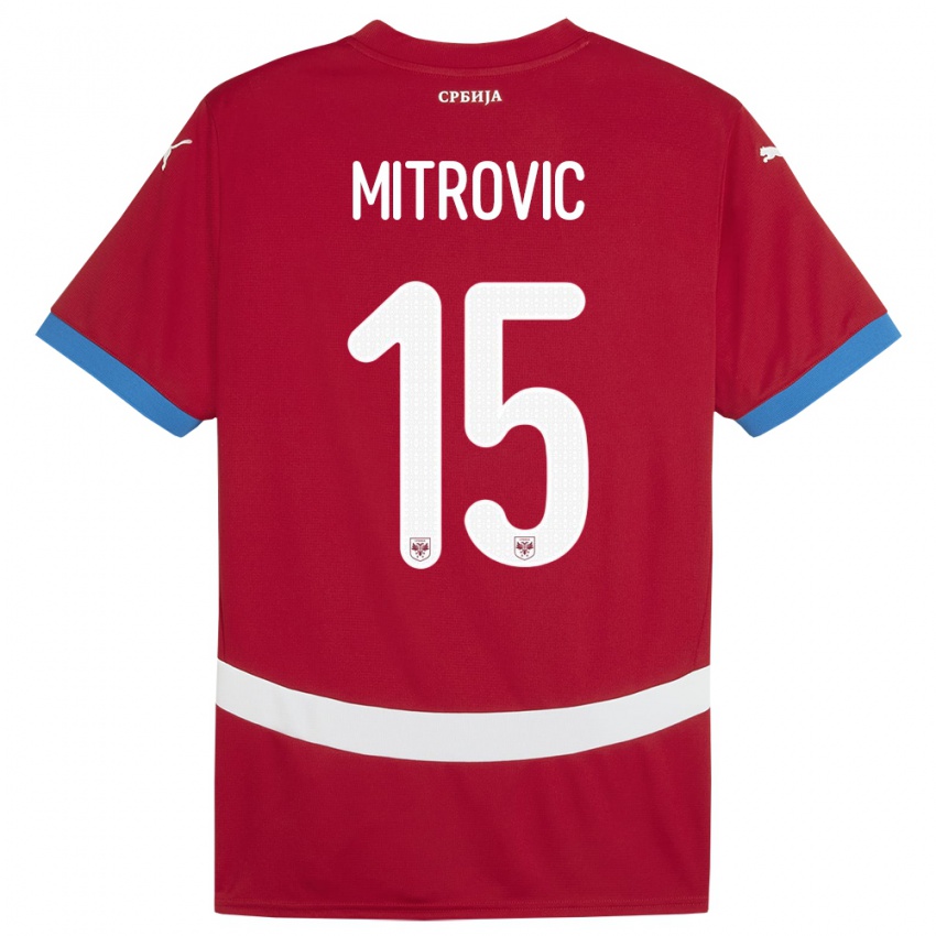 Herren Serbien Stefan Mitrovic #15 Rot Heimtrikot Trikot 24-26 T-Shirt Schweiz