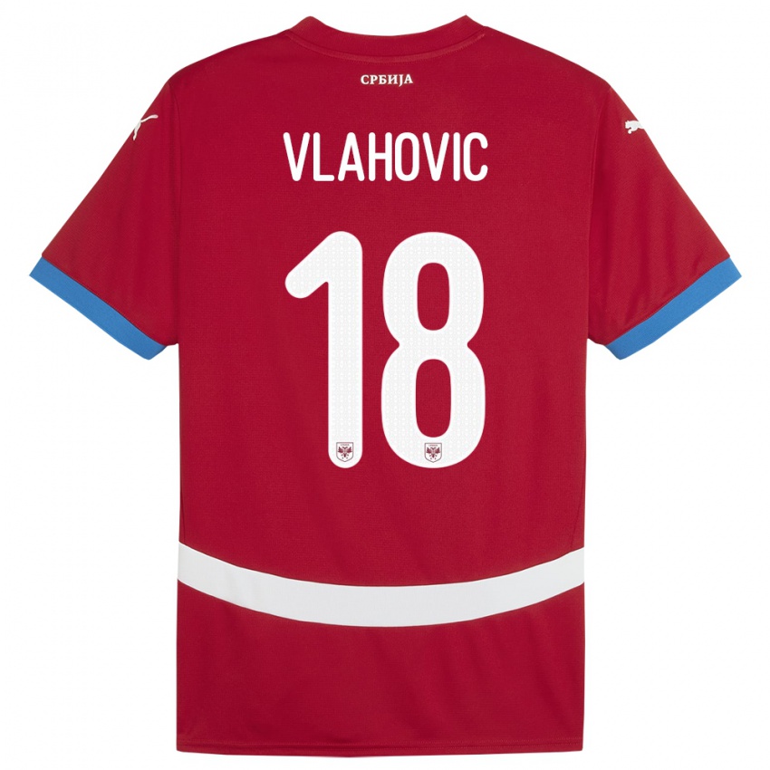 Herren Serbien Dusan Vlahovic #18 Rot Heimtrikot Trikot 24-26 T-Shirt Schweiz