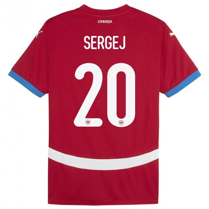 Homme Maillot Serbie Sergej Milinkovic-Savic #20 Rouge Tenues Domicile 24-26 T-Shirt Suisse