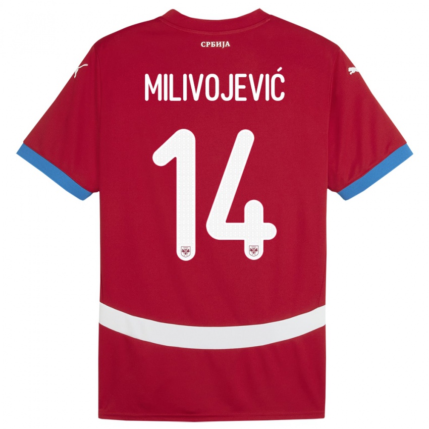 Herren Serbien Vesna Milivojevic #14 Rot Heimtrikot Trikot 24-26 T-Shirt Schweiz