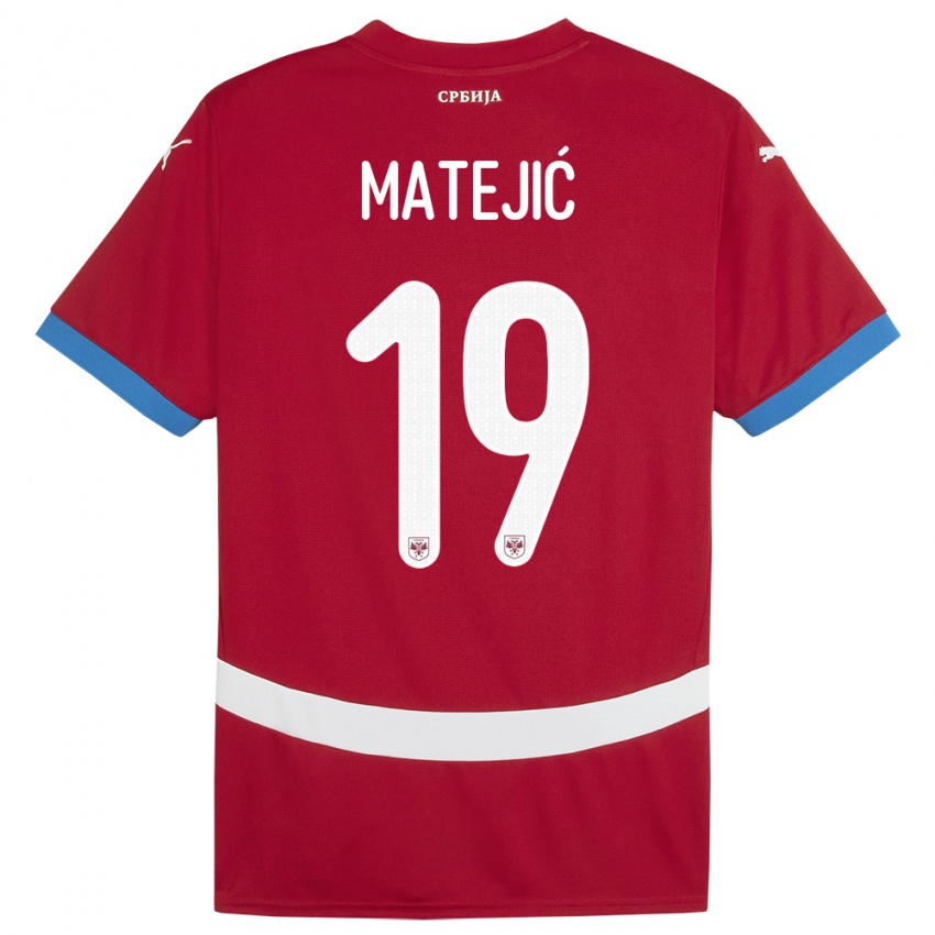 Homme Maillot Serbie Nina Matejic #19 Rouge Tenues Domicile 24-26 T-Shirt Suisse
